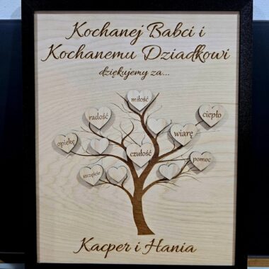 Personalizowane drzewo wdzięczności dla Babci i Dziadka