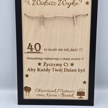 Personalizowana ramka na pieniądze na 40 urodziny
