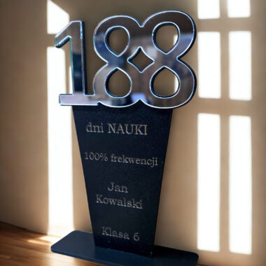Statuetka za 100% frekwencję z plexi – personalizowana nagroda dla ucznia
