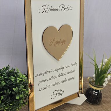 Personalizowana ramka dla Babci lub Dziadka ze złotą plexi