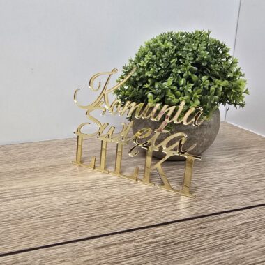 Personalizowany topper Komunia Święta z plexi – 13 × 10 cm