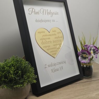 ramka dla nauczyciela serce wdzięczności podziękowanie dla nauczyciela w ramce personalizowana ramka dla nauczyciela